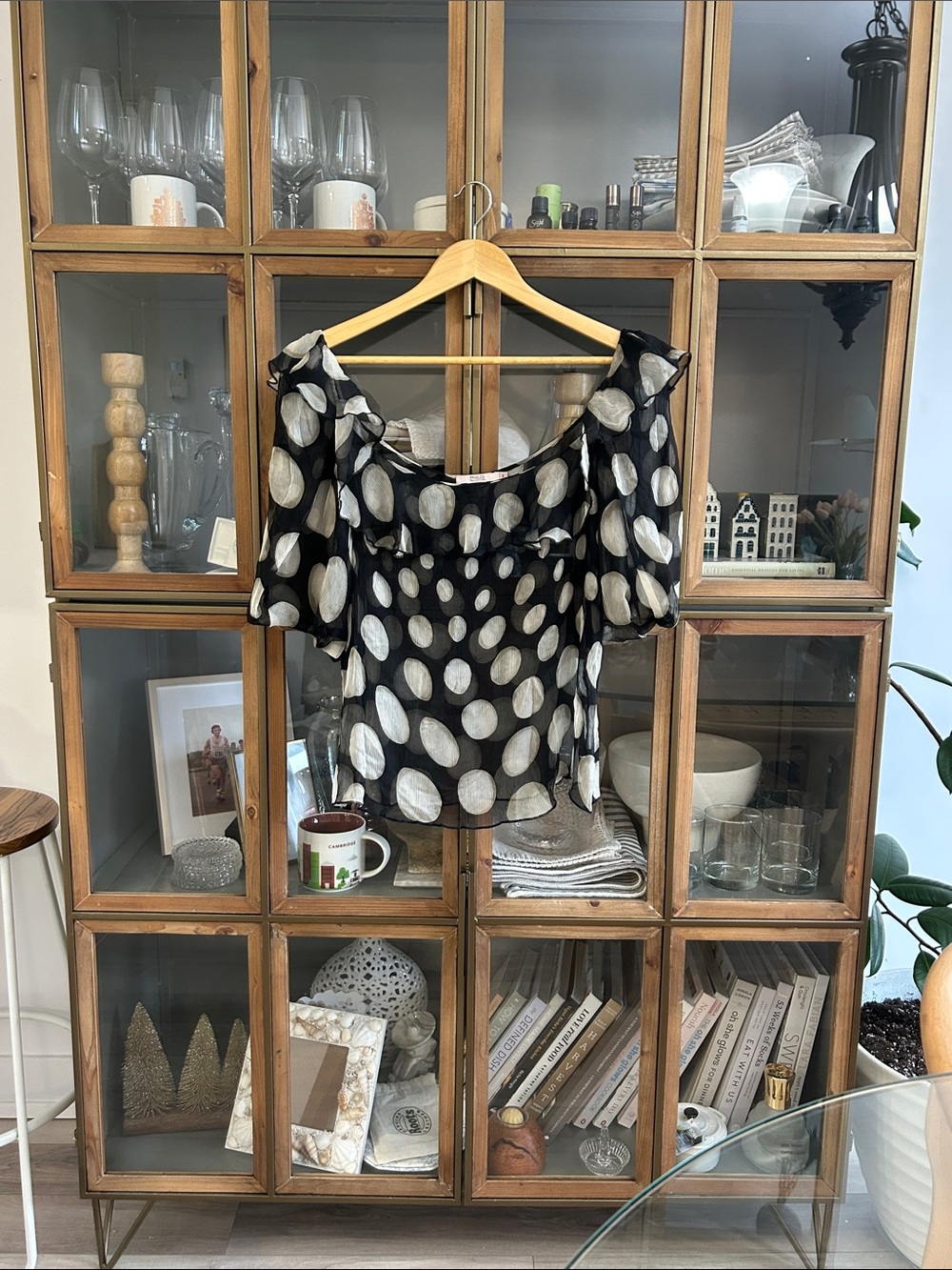 RED Valentino Silk Polka Dot Puff Sleeve Women's Top